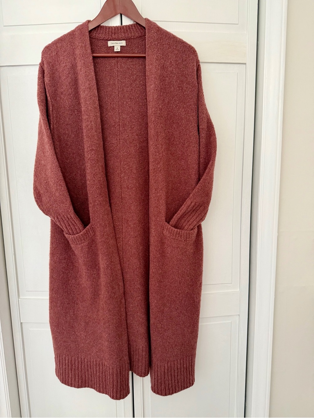 Calvin Klein Jeans Open-Front Long Cardigan - Mauve Rose